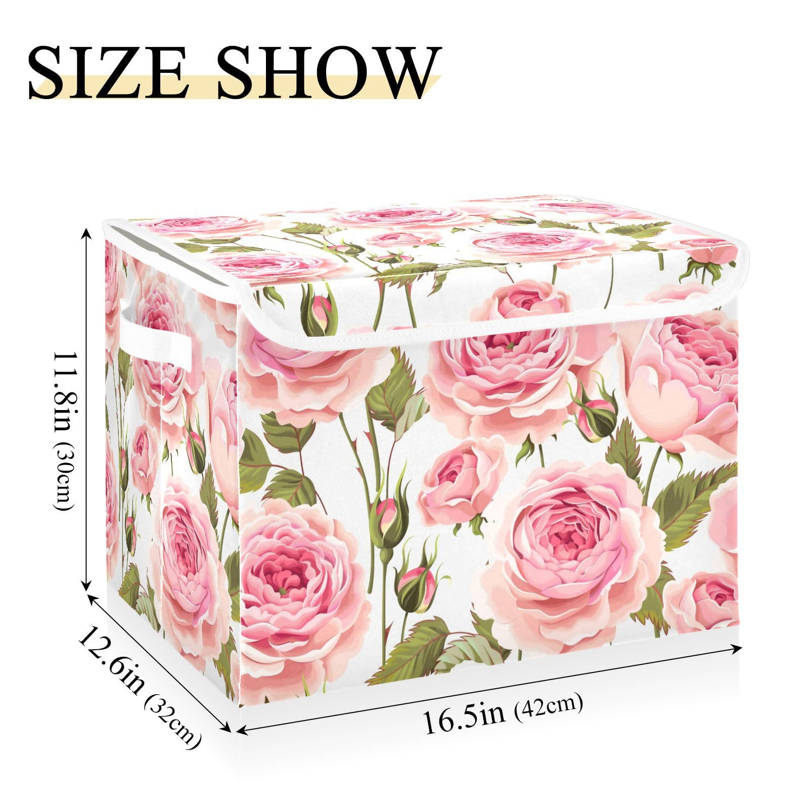 Amazon｜収納ボックス 折り畳み式 ピンクのバラ 美しい 薔薇 収納