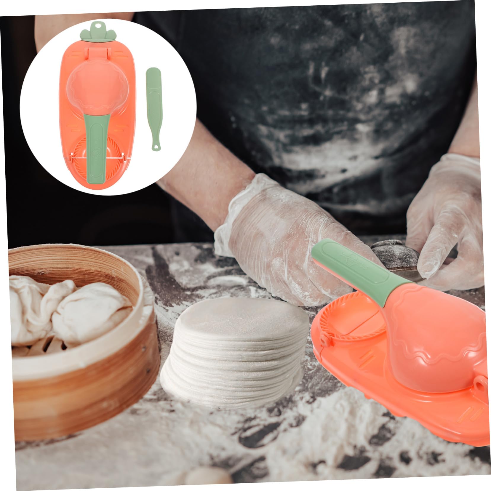 Cabilock Ergonomic Handle Dumpling Presser Portable Dumpling Skin Maker Mold for Homemade Wrappers