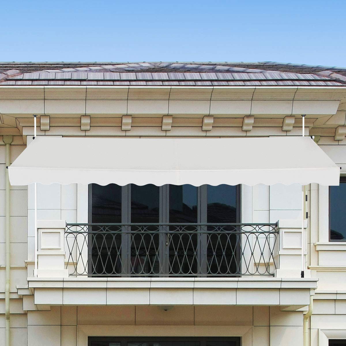 UISEBRT Klemluifel balkon 400 cm breed - luifel met handslinger, in