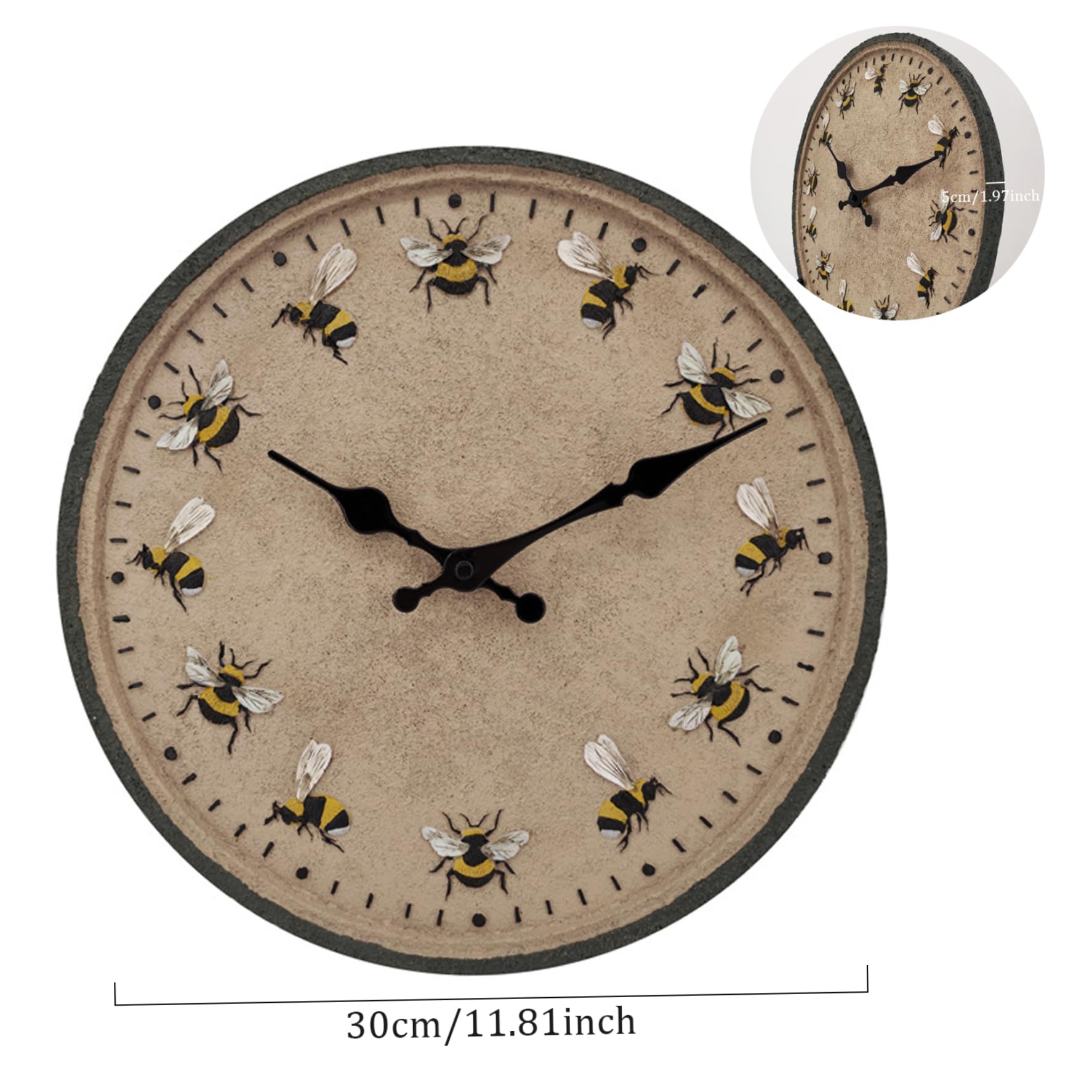 Orologio da esterno, orologio da esterno 12'' rotondo da giardino IP44 impermeabile da parete decorativo ape cucina esterna per giardino, patio, piscina