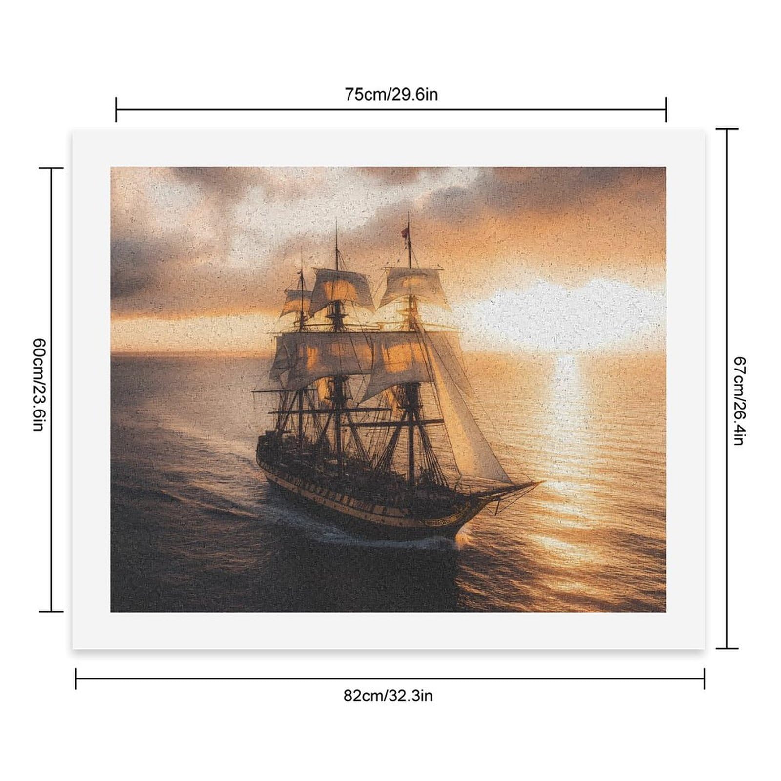 Malen nach Zahlen, Motiv: Segelschiff, Sonnenuntergang, für Erwachsene, Anfänger, bunt, DIY, einfaches Malen für Zuhause, Wanddekoration
