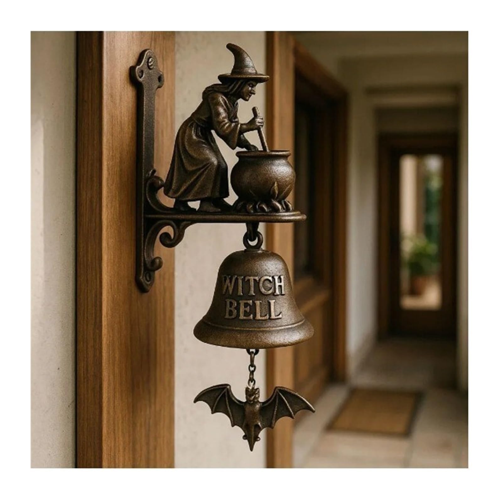 RTBVGHJIK Witch Bell Wind Chimes Iron Broom Door Hanger Hanging Decorations For Porch, Garden, Front Door