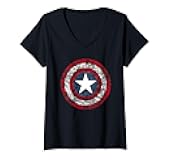 Womens Marvel Captain America Avengers Shield Comic V-Neck T-Shirt