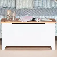 Baú Branco de Madeira Maciça - 42 Alt X 83,5 Larg X 45 Prof - Móveis para Organização da Casa, Design Minimalista - Acabamento em Cera, Madeira Pinus Elliottis - PENSE DENTRO DA CAIXA