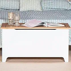 Baú Branco de Madeira Maciça - 42 Alt X 83,5 Larg X 45 Prof - Móveis para Organização da Casa, Design Minimalista - Acabamento em Cera, Madeira Pinus Elliottis - PENSE DENTRO DA CAIXA