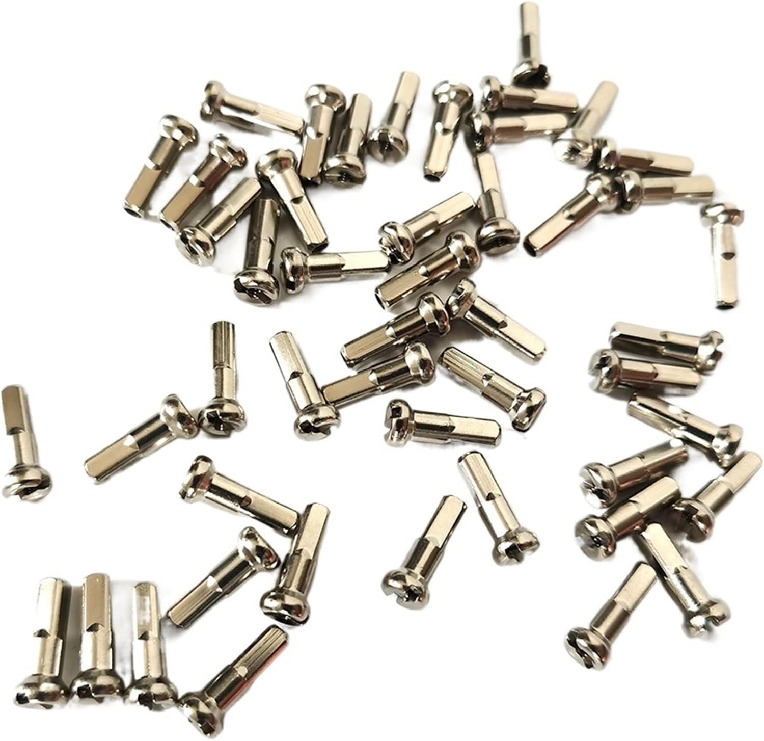 Brass Silver Nipples 14G 2.0mm 12mm 14mm 16mm Spoke Nipple 50 / 72pc Road MTB Bicycle Parts Wheel Accessories (Color : Silver, Size : 14mm 50pcs)