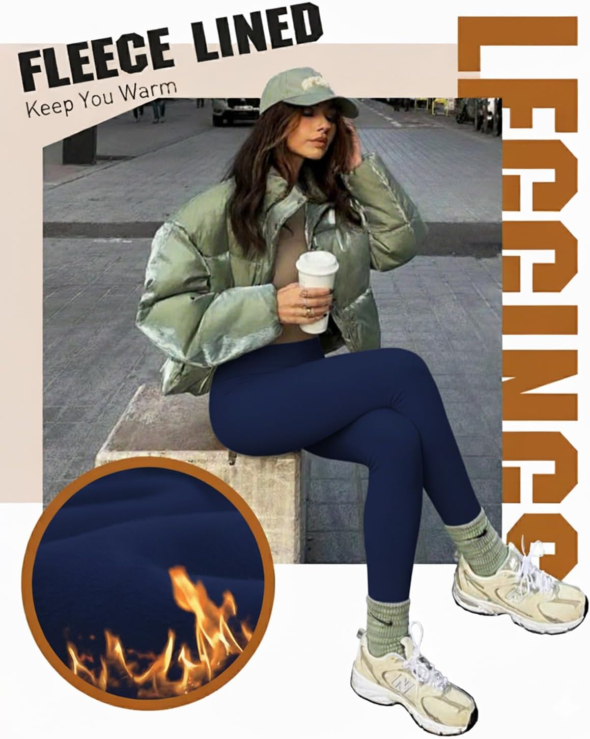 CTHH 2 Pack Fleece Lined Leggings Women with Pockets - High Waisted Soft Winter Thermal Warm Tummy Control Yoga Pants - Image 4