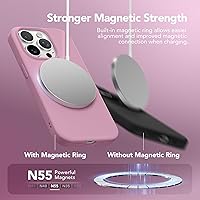 Vista 837 de GONEZ Funda de silicona para iPhone 15 Pro Max, compatible con Magsafe, protector de cámara + protector de pantalla, forro de microfibra suave Negro