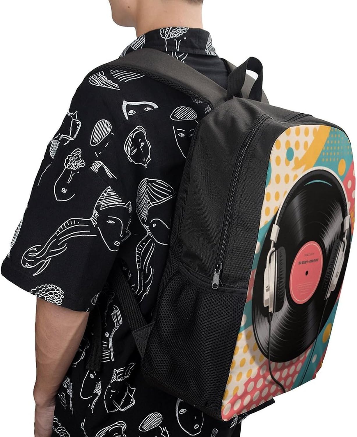 Vintage Record Cover Large Backpack for Work, 17 Inch Laptop Bag image 5