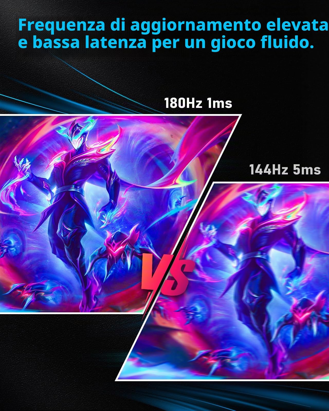 FYHXele Monitor da Gaming 24 Pollici 180Hz 1080P IPS 1ms MPRT Monitor per PC con Supporto per 144Hz/165Hz/180Hz AMD Freesync Premium Display Eye Care DisplayPort HDMI