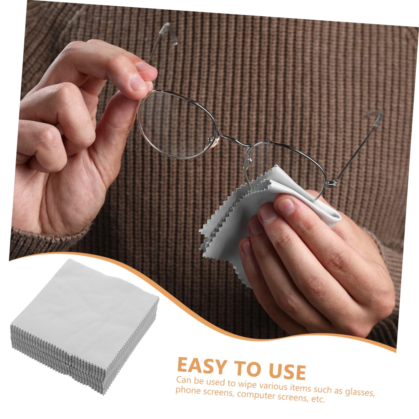 KOMBIUDA Panno in Microfibra per Pulizia Occhiali, senza Pelucchi, Non Graffia le Lenti, 100 Pezzi, per Schermi Smartphone e Superfici Delicate