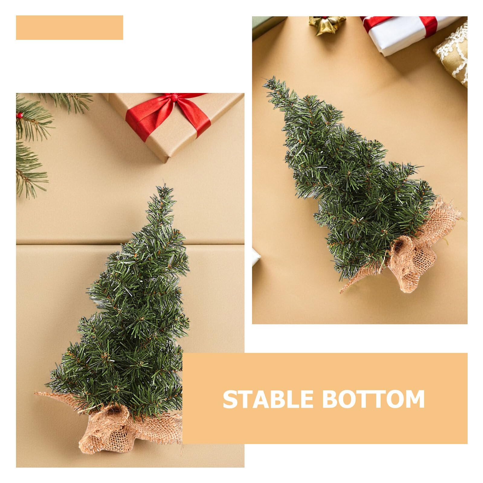 6 Mini Alberi di Natale Artificiali da Tavolo con Base in Tela di Iuta Mini Alberi da Scrivania Decorativi per Feste Ambienti Interni e Progetti Creativi 30 CM