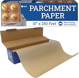 Reli. Parchment Paper Roll (15" x 250 ft) w/Dispenser Box, Brown | Unbleached Parchment Paper for Baking & Air Fryer | Foo...
