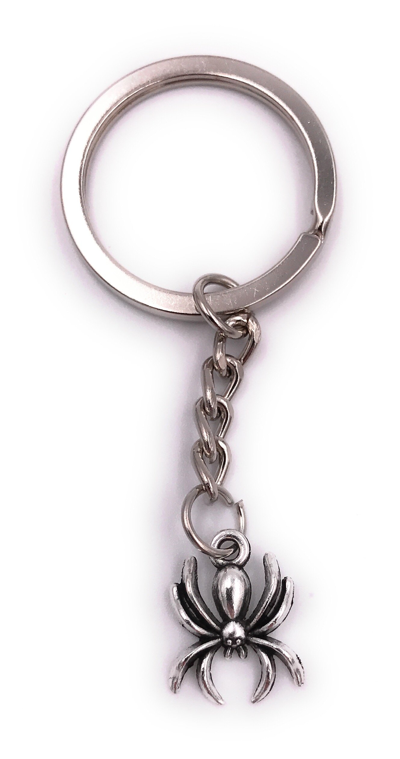 H-Customs Spinne Spider Small Key Ring Pendant Silver Metal