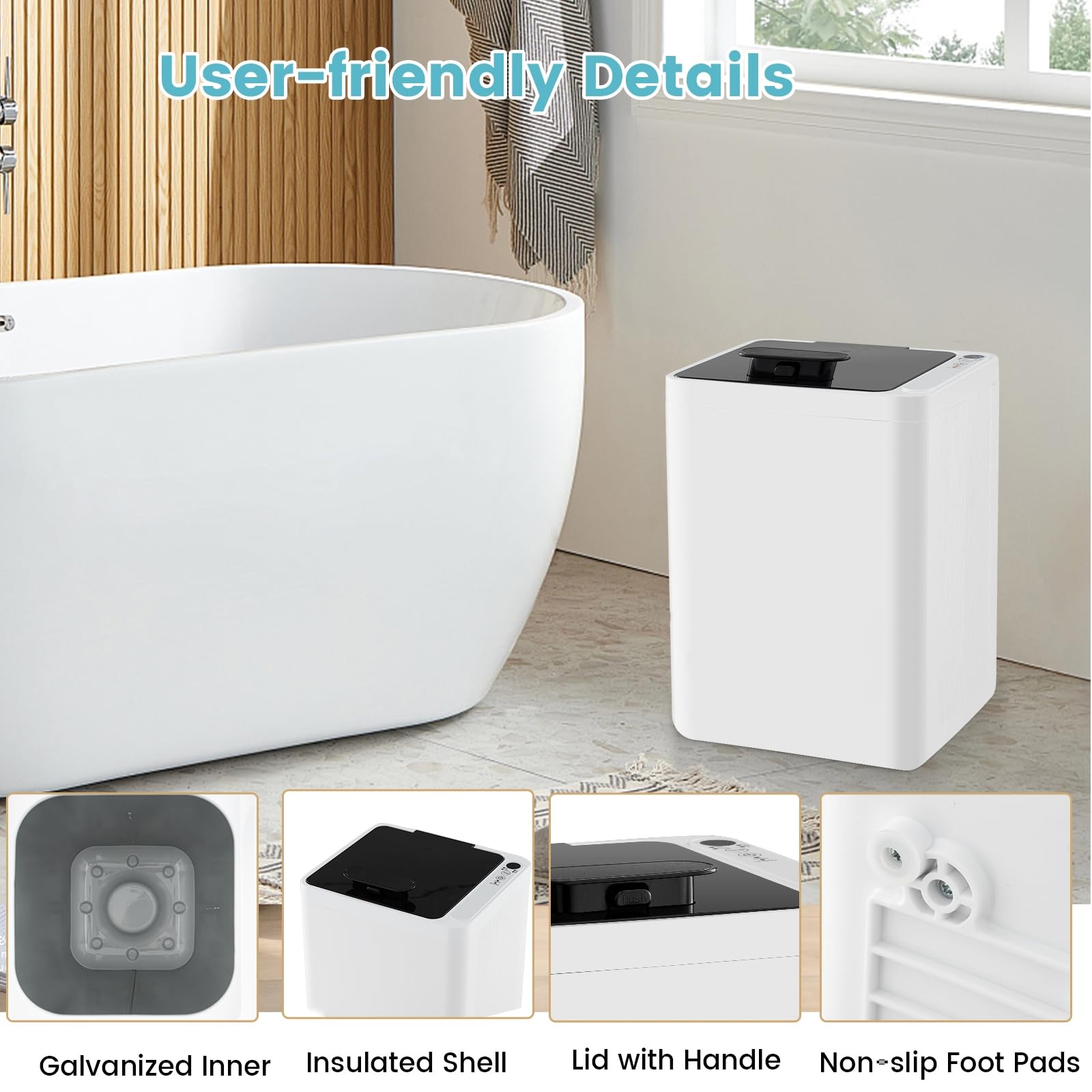 LIFEZEAL 23 L Calentador de Toallas con Apagado Automático, Cubo para Toallas Calientes con Temporizador de 6 Niveles y Pantalla LED, 32 x 28 x 44 cm, para Belleza, SPA