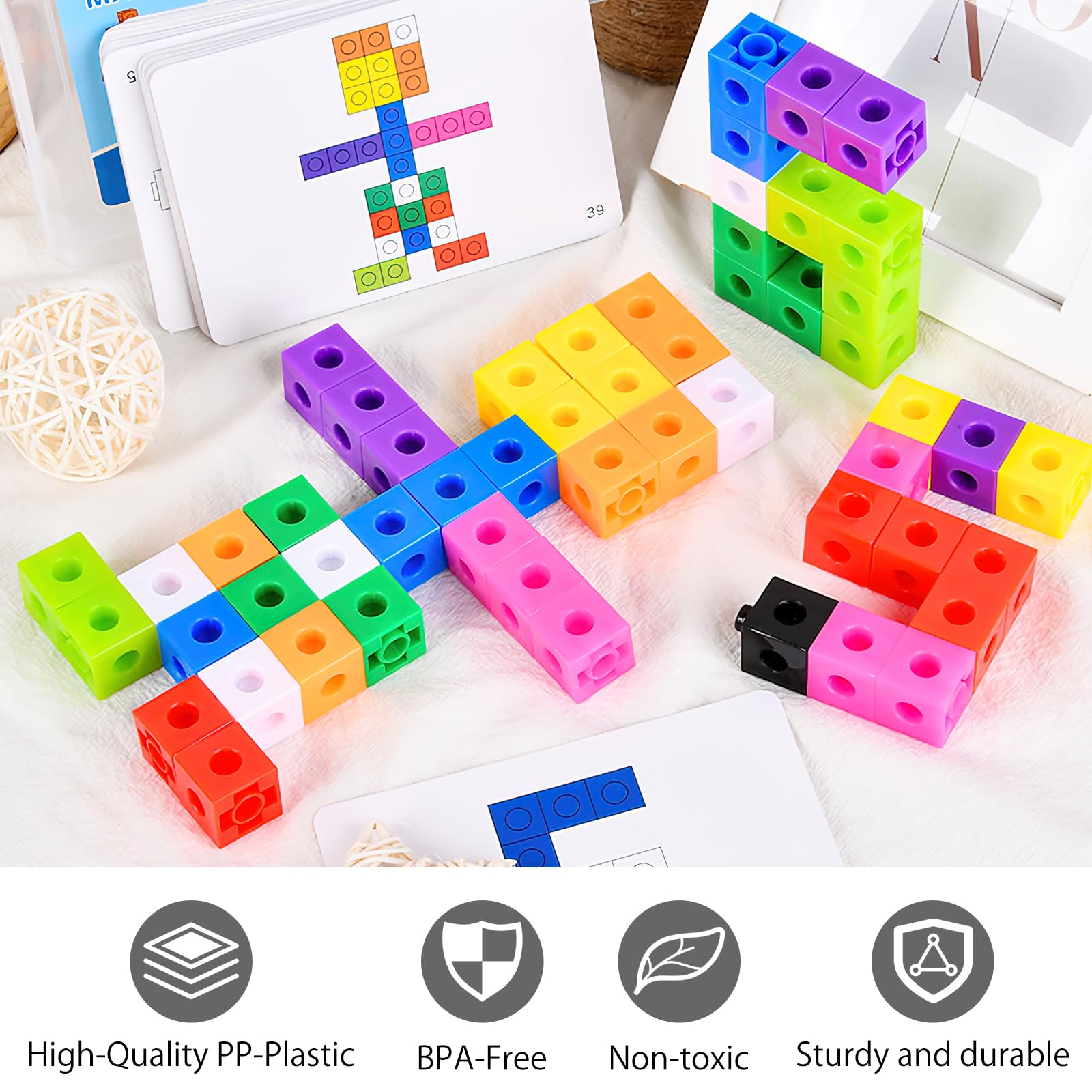 Dadi Matematici Incastrabili 100 Pezzi – 10 Colori, Blocchi Numerici 2x2 Cm, Giochi Educativi Per Bambini 3-8 Anni - 5