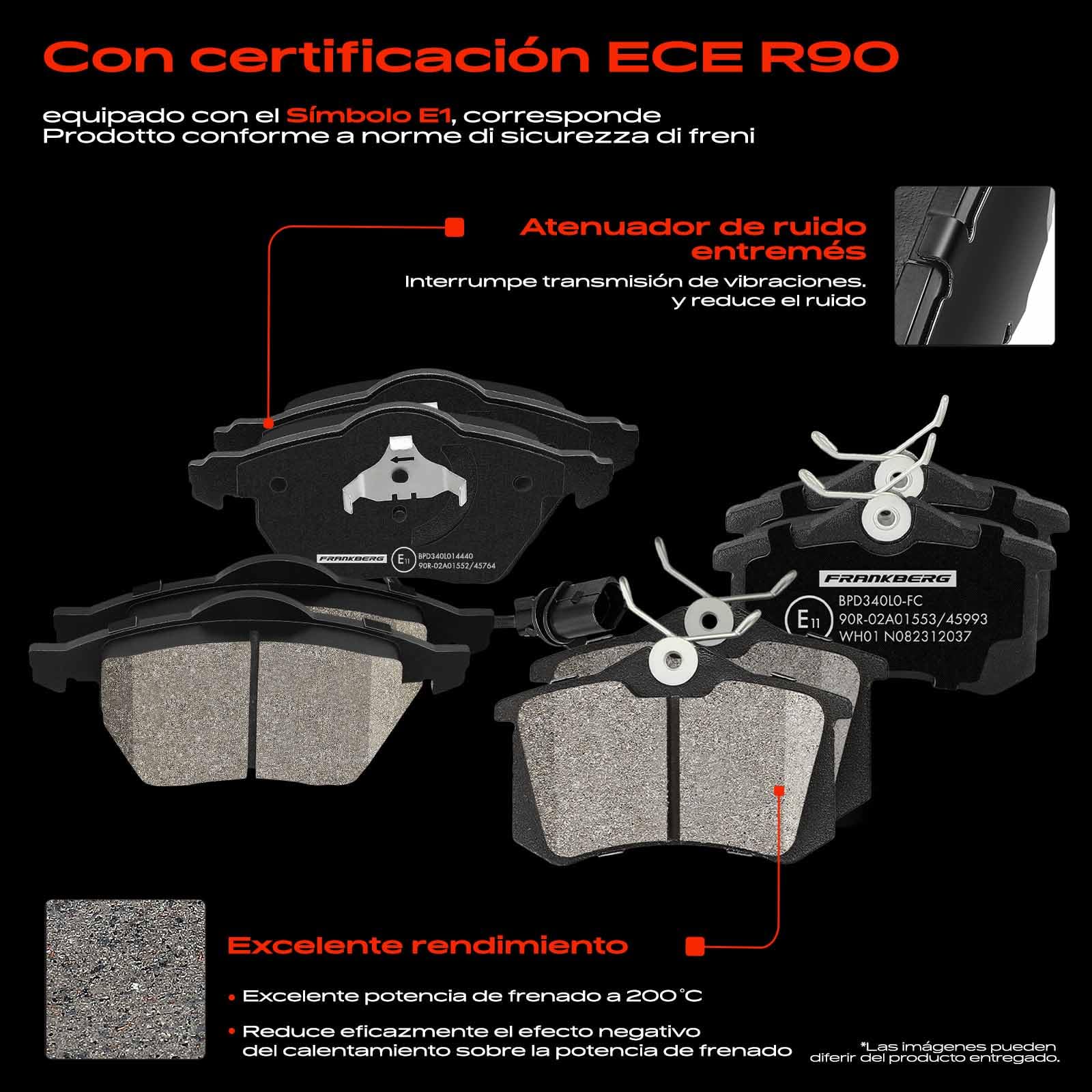 Frankberg juego de frenos que incluye 4 discos de freno + 8 pastillas de | 1J0698451B, 1J0698451C; Compatible con: A4 8EC, Exeo 3R2, A4 Cabriolet 8H7, Exeo ST 3R5, A4 Avant 8ED, A4 8E2
