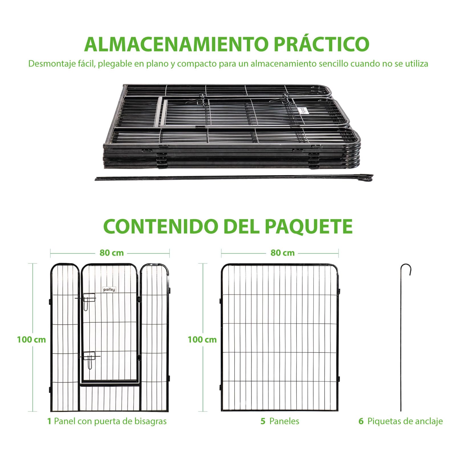Gardeo80x100x6, 6 Paneles 80X100 cm, 1,28 M2, Modular, Interior y Exterior, Plegable, garantía de 5 años