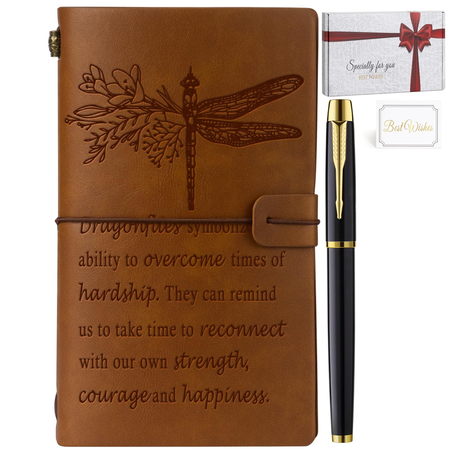 Filten Dragonfly Gifts Leather Journal Notebook Dragonfly Gift for Women Dragonfly Lover Inspirational Encouragement Gifts for Friends Women Men