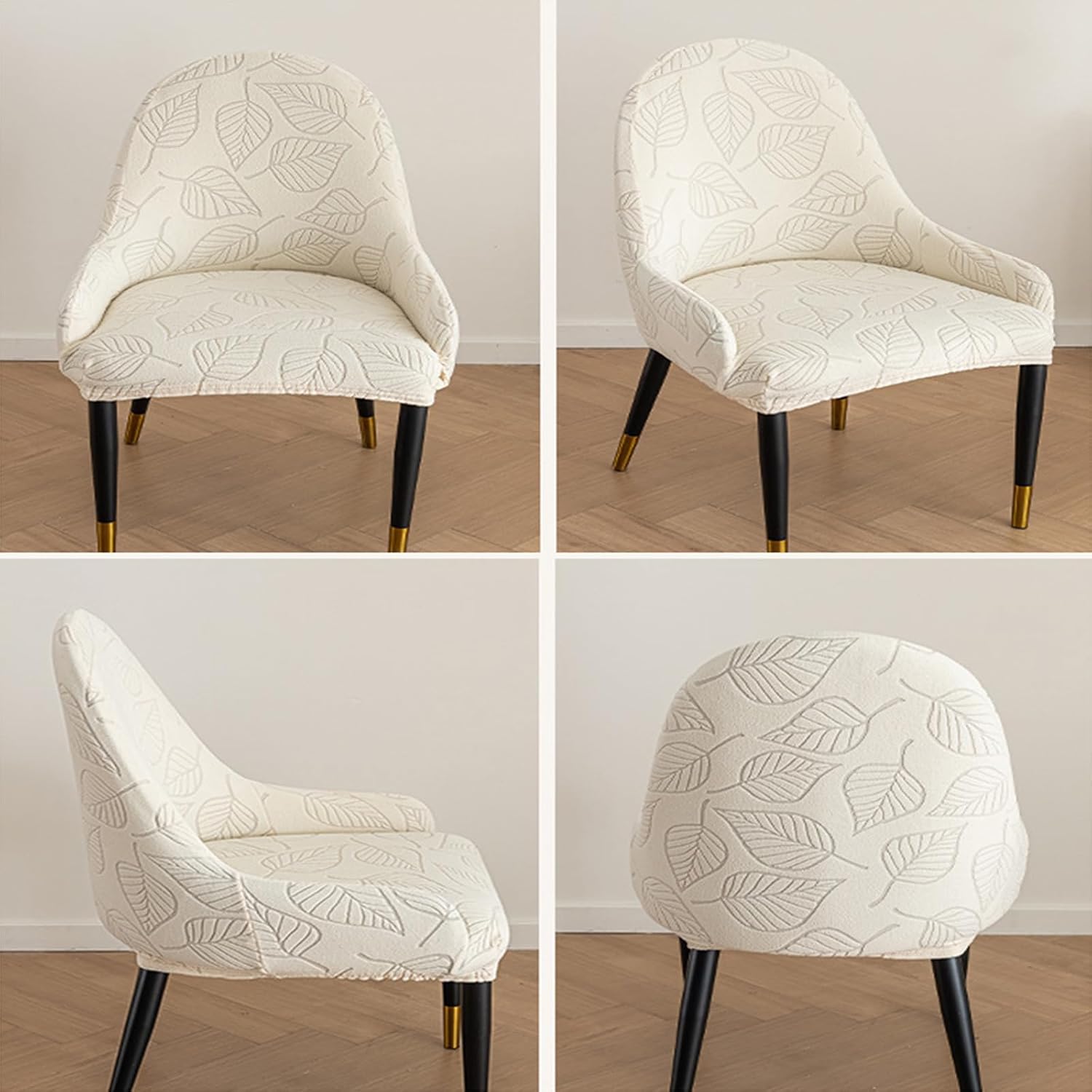 Stretch Curved Back Dining Chair Covers with Armrest, Dining Room Chairs Set of 4, Vanity Office Desk Chair Covers Bar Stool Seat Covers for Chairs,E