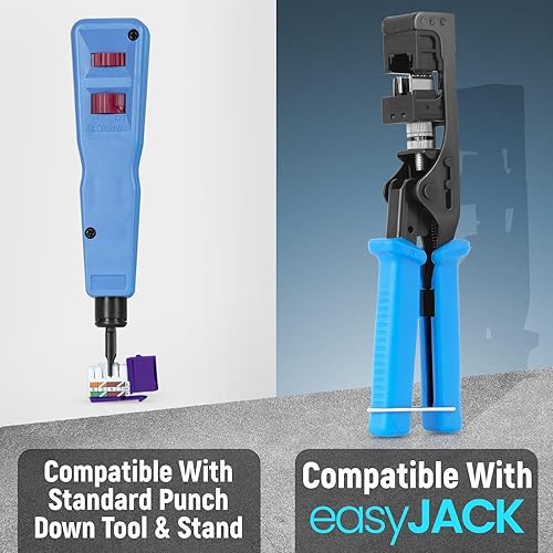 Miniatura 180 de Everest - Paquete de 10 conectores Keystone RJ45 Cat6 en ángulo de 90°, color blanco, conectores RJ45 hembra de perfil delgado, conector Keystone