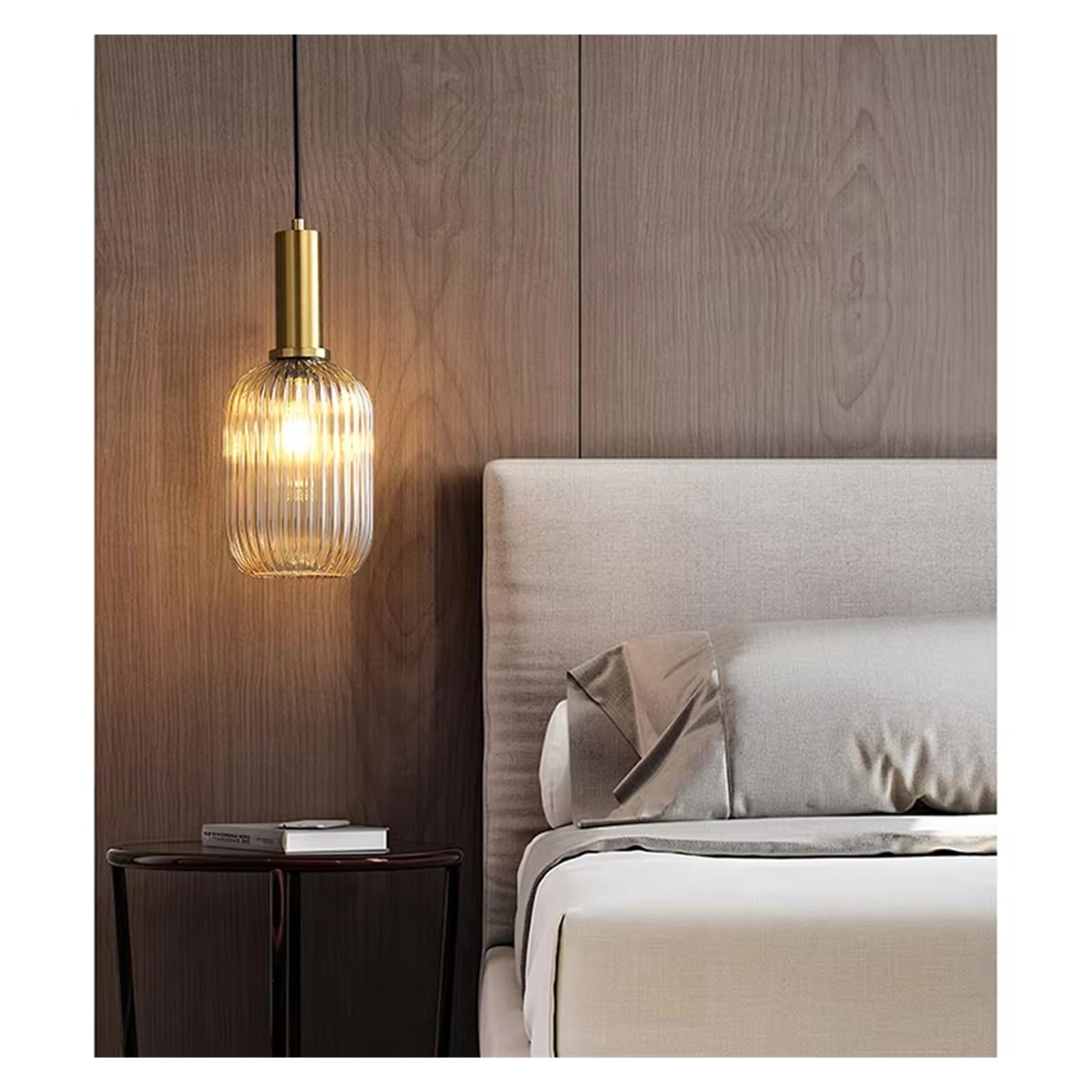 Lampe pendue en verre pour chevet de chambre à coucher