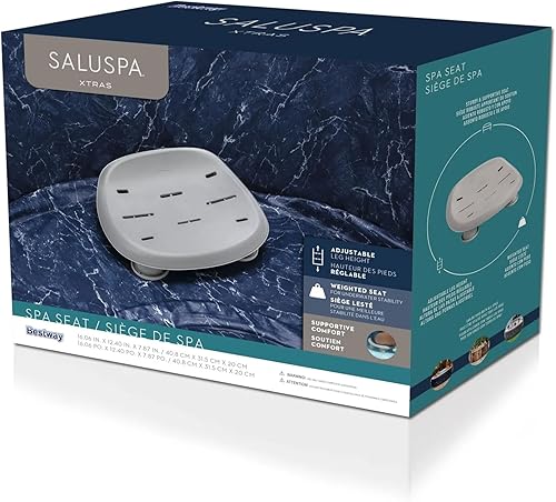 Miniatura 5 de Bestway SaluSpa - Asiento cómodo antideslizante para piscina y spa subacuático con patas de altura ajustable y pies pesados, color gris (paquete de