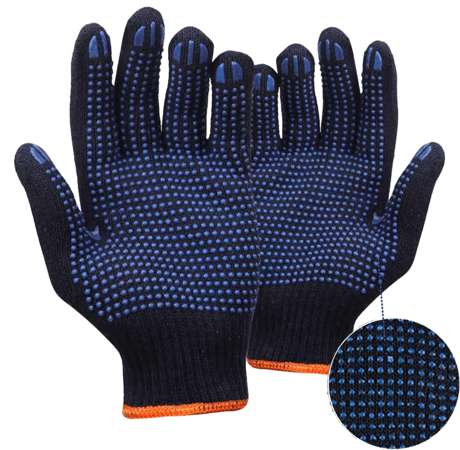 24 Pair Polka Dotted Gloves Anti Slip Cotton Work Gloves Breathable PVC Dotted Gripper Gloves Manual Handling Warehouse use Gloves Grip Glove (Large-9)