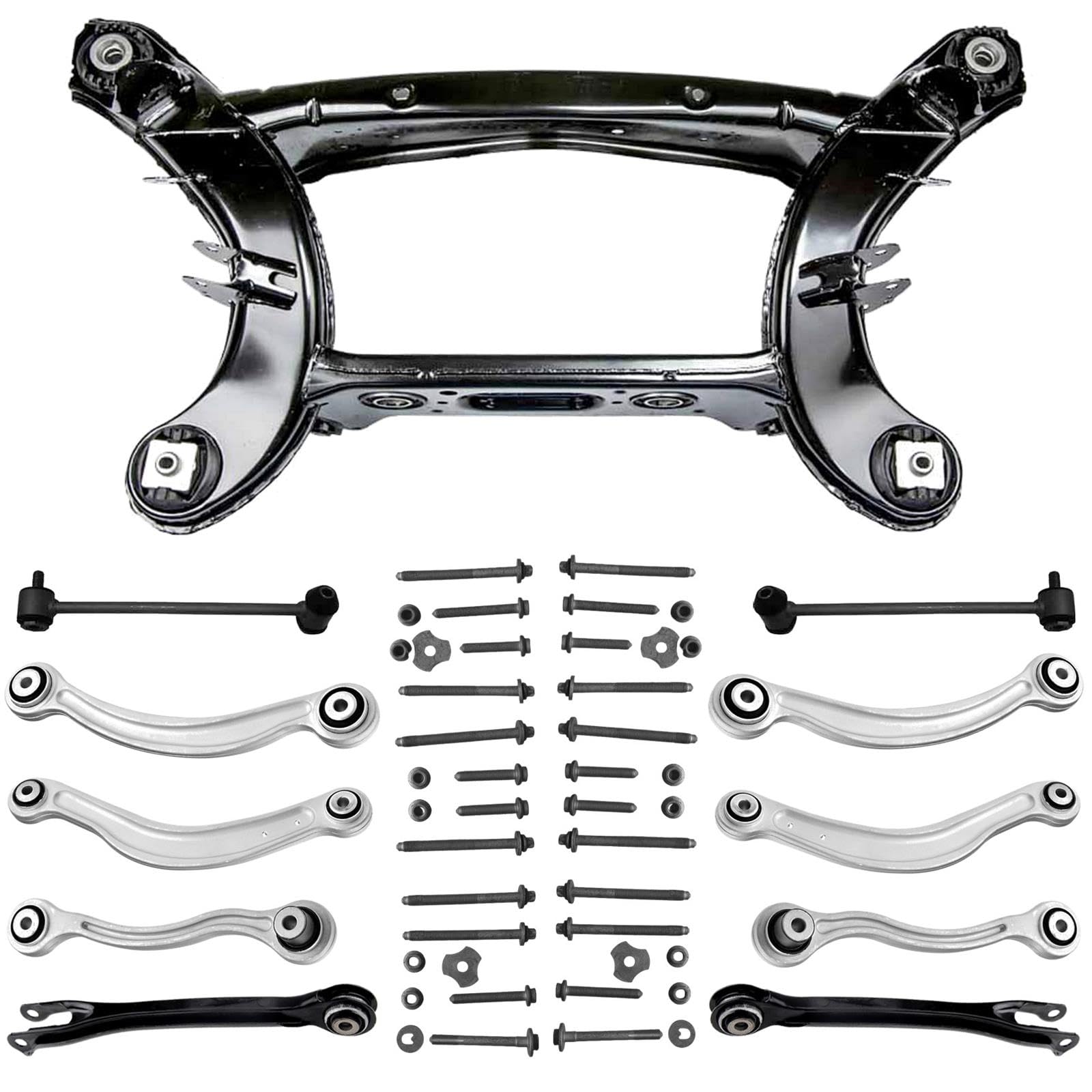 1x Achsträger Hinterachse 8x Querlenker Schrauben Satz 2x Koppelstange für Mercedes-Benz W204 S204 W205 S205 W212 S212 A207 C207 C218 X218 X204