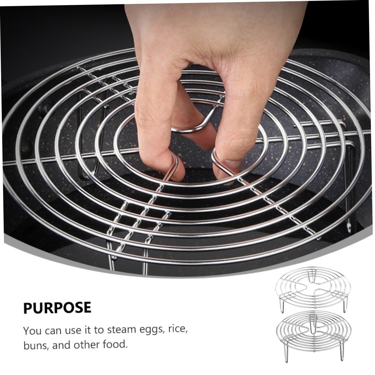 Steamer Basket 2 Pezzi in Acciaio Inox, Argento, Vapore