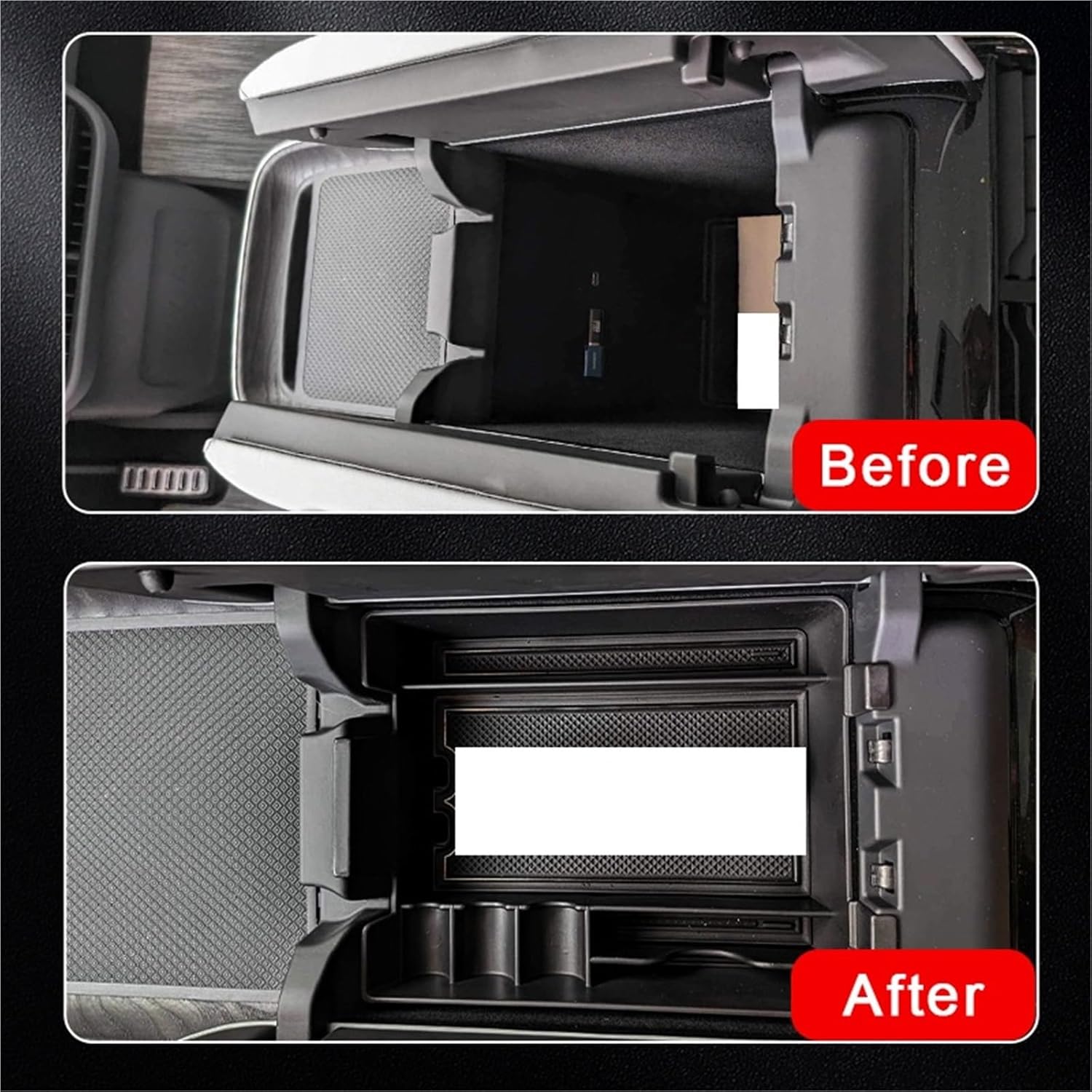 Car Glove Box Organizer Fit for Rivian R1T/R1S Central Control Armrest Storage Box Compact(White)
