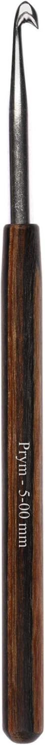 Plymm PRM223506 Crochet Hook, Wooden Handle, Aluminum Hook, 2.0 x 5.5 inches (5.0 x 14 cm), 1 Piece