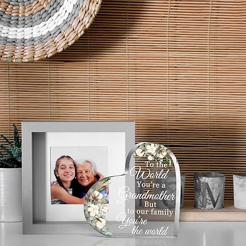 Miniatura 6 de Jetec Regalo para Abuela Regalo de Cumpleaños para Abuela Letrero de Acrílico en Forma de Corazón y Mariposa para Abuela de Nieta Nieto Ideas