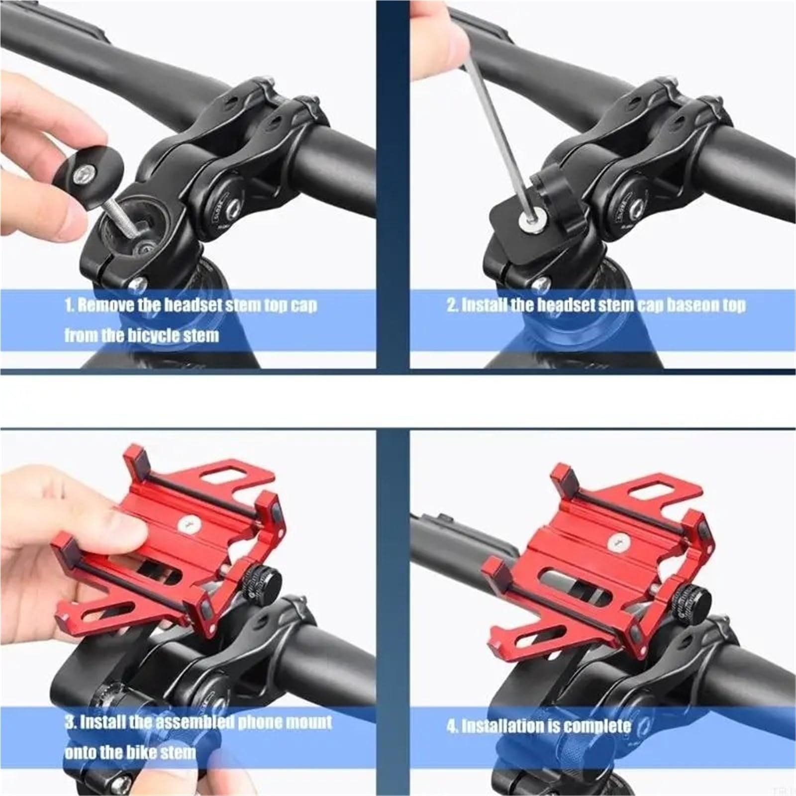 Supporto per Smartphone per Biciclette, Supporto Antiurto per Telefono da Bici per Vari Modelli di Smartphone, Supporto per Telefono da Moto Porta Telefono Manubrio Moto(Black)