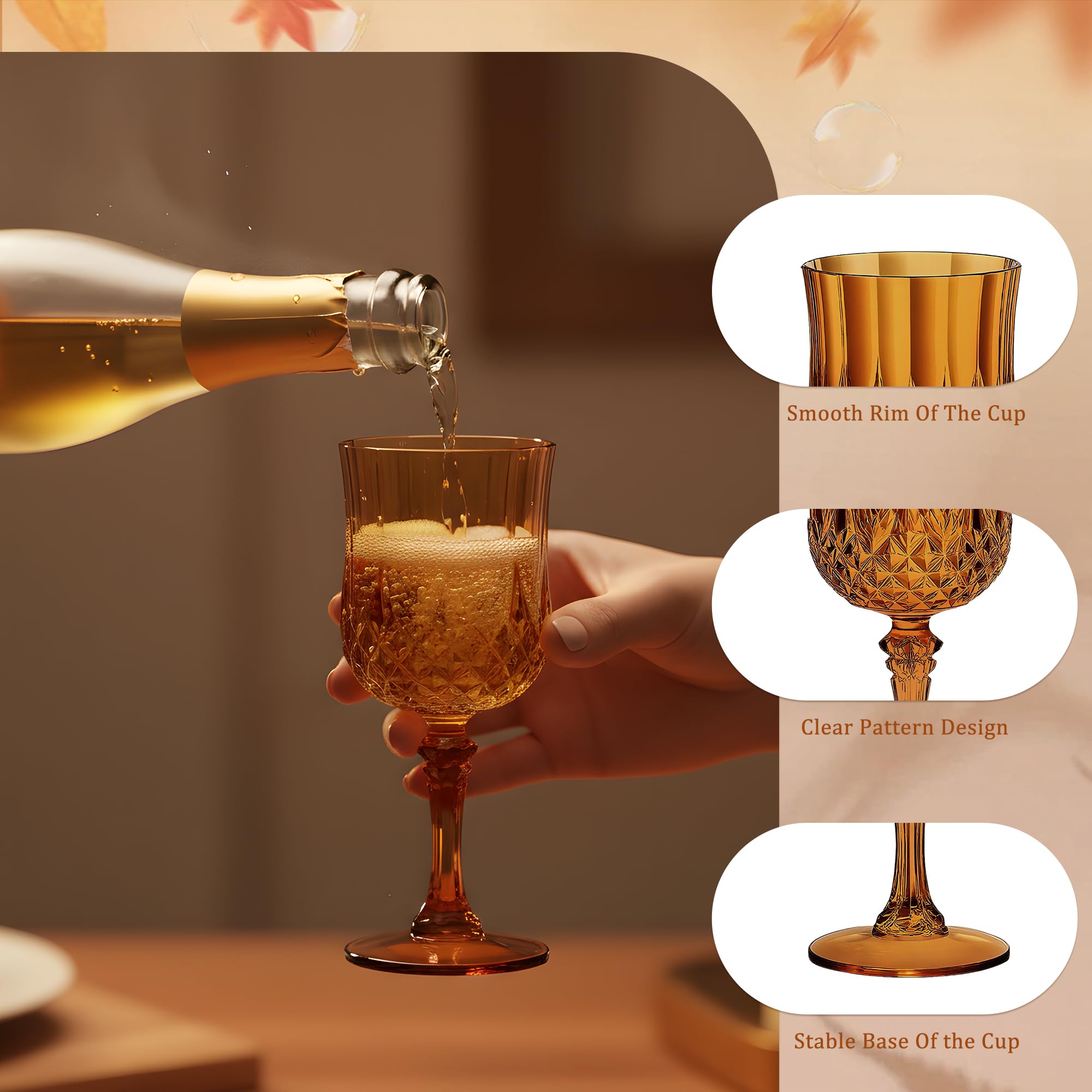24 Amber Wine Glasses - Champagne Flutes for Weddings & Parties -4 24 Amber Wine Glasses - Champagne Flutes for Weddings & Parties -4