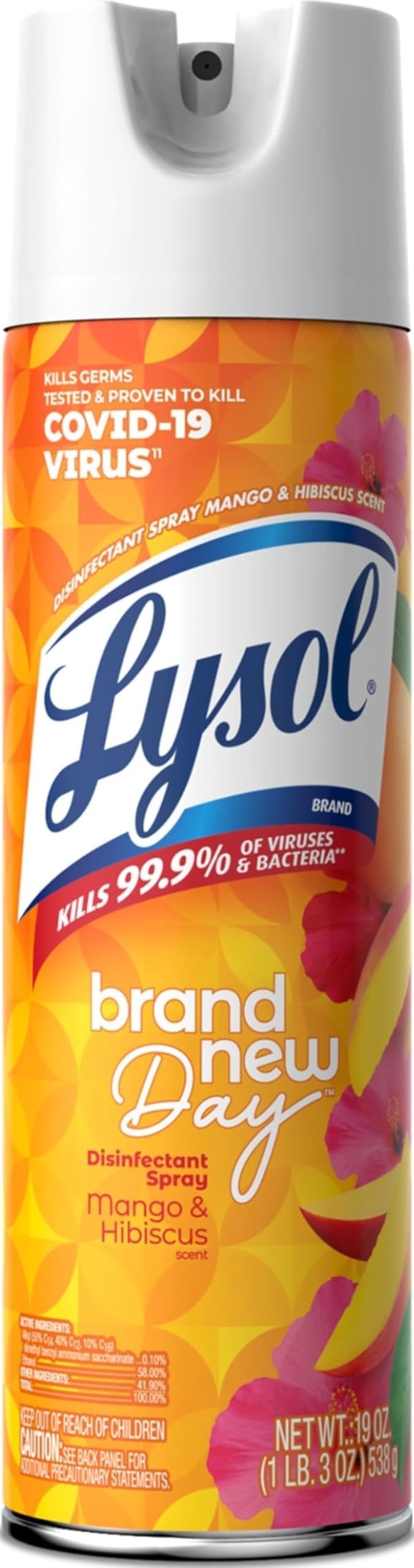 Disinfectant Spray, Household Cleaning Supplies, Disinfecting Multi-Purpose Room Spray, Antibacterial Sanitizer, Deodorizer, Kills Hantavirus, Mango & Hibiscus, 19 Fl Oz