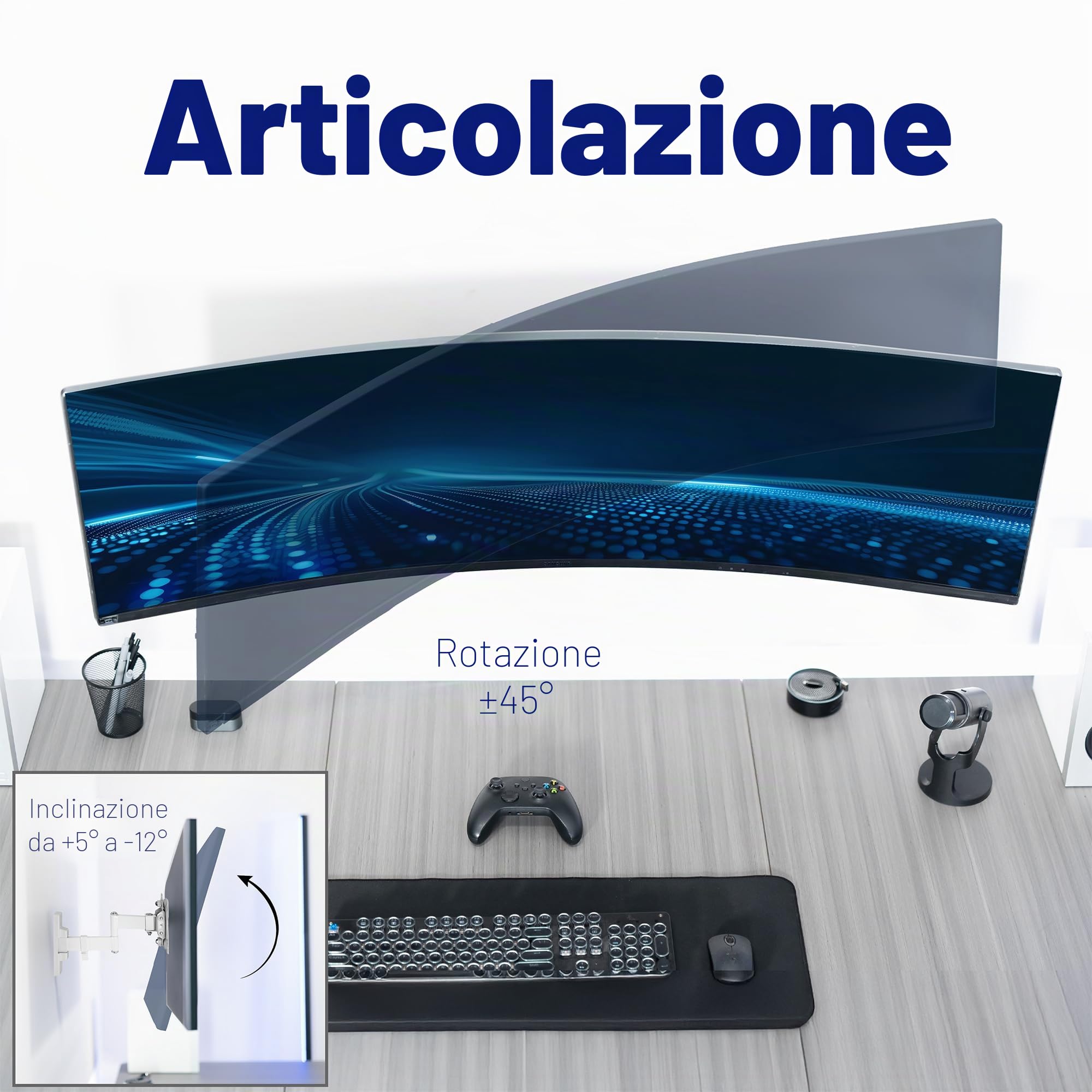 VIVO MOUNT-VW01MW - Supporto da parete Full Motion per TV LCD LED e schermi fino a 27", inclinabile e girevole, VESA max 100 x 100 mm, colore: bianco
