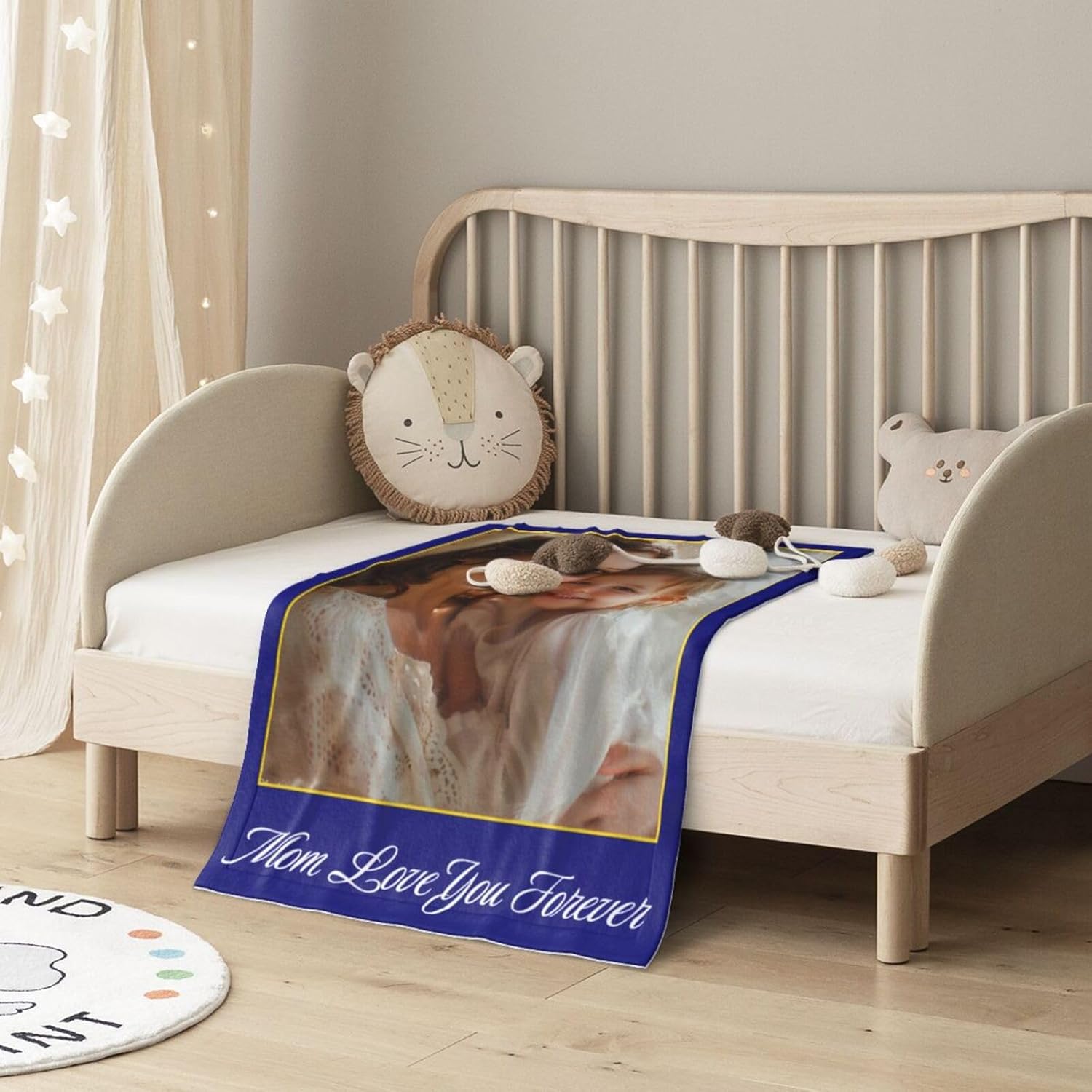 Personalized Baby Blanket with A Photo Text Customized 30x40 in Unisex Thickened Receiving Blanket Custom Newborns Stuff Gifts for New Mother