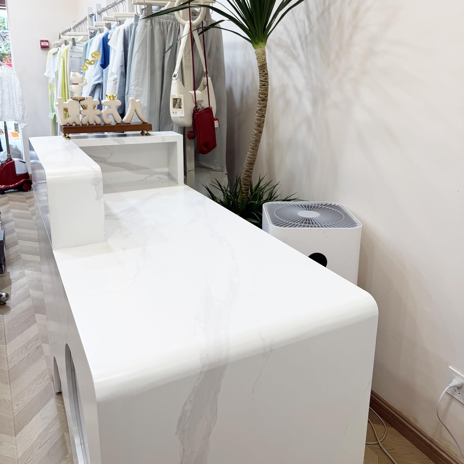 L-Form empfangstresen，Rezeptionstheken, Rezeptionstresen, Empfangstheken,Empfangstresen,Empfangstheke mit abschließbaren Schubladen und Schränken，Reception Desk(Right-1,80cm/31.5in)