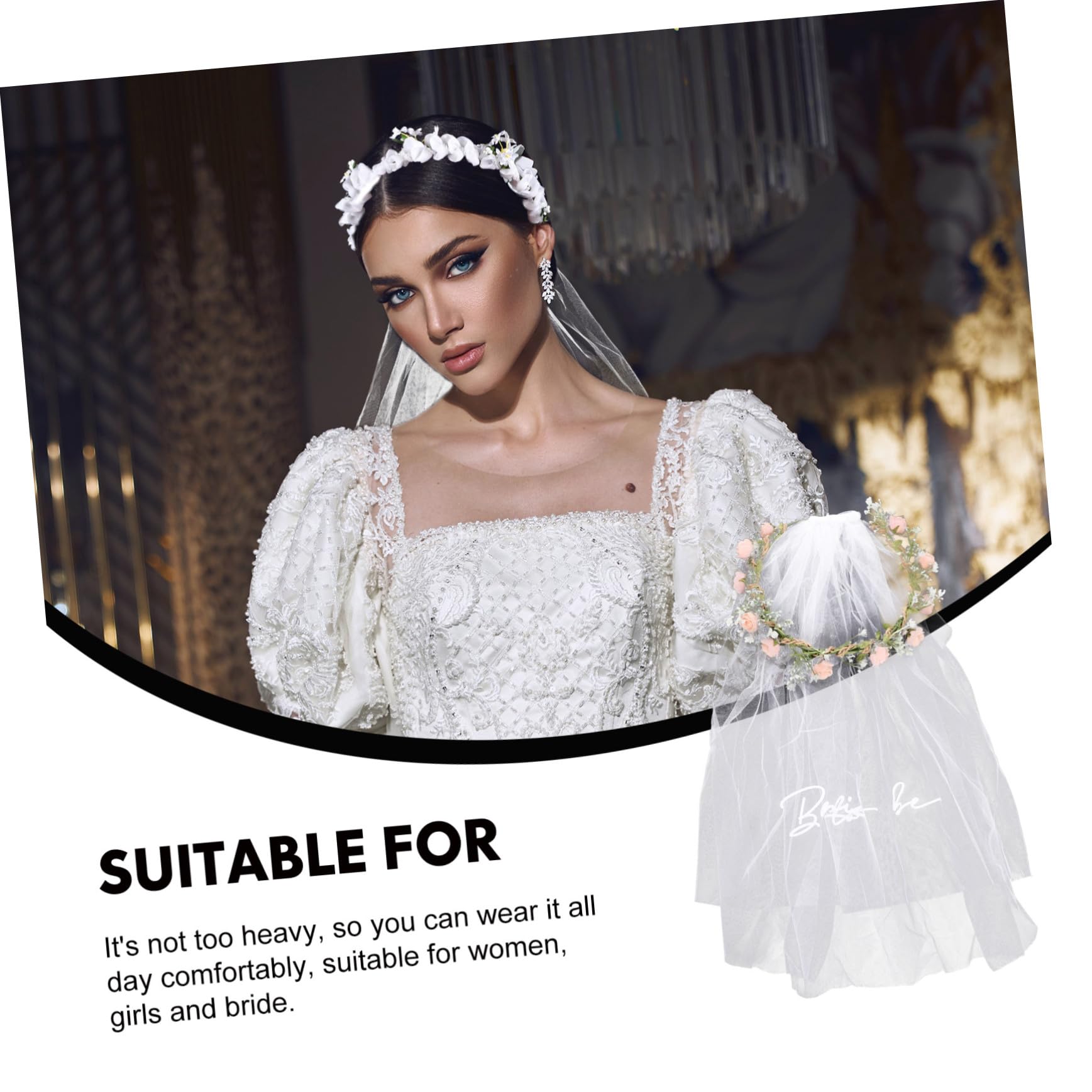 VICASKY 2 Pezzi Artificiale con per Sposa Fascia e Durevole per Matrimonio Accessorio Fotografico Raffinato per e Feste Nozze