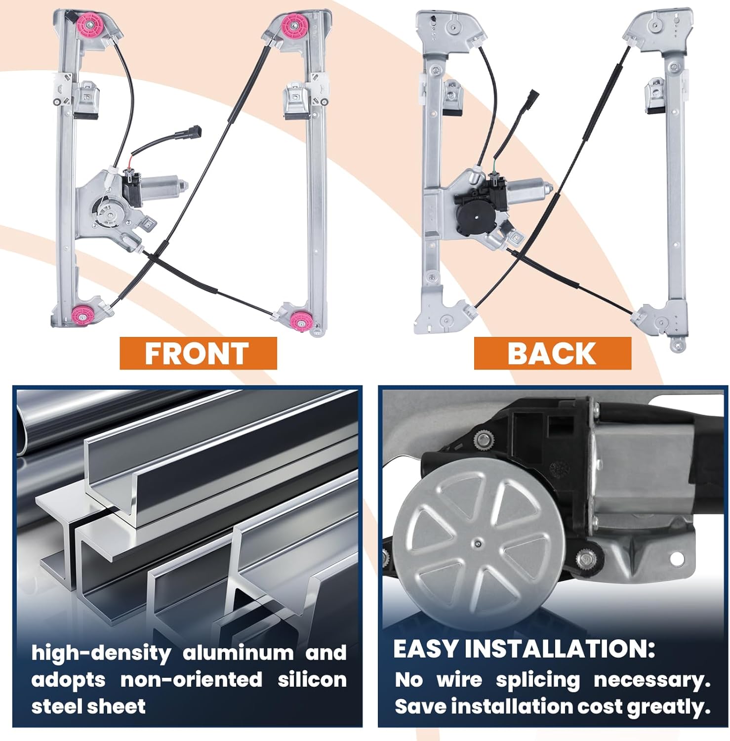 Power Window Regulator w/Motor Front Passenger Side 741-429 Compatible for 2004-08 Ford F150 2006-08 Lincoln Mark LT Right Side