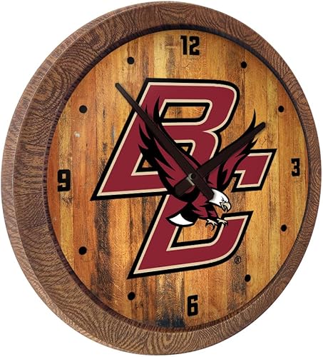 Miniatura 479 de The Fan-Brand NCAA Oklahoma Sooners: Faux Barrel Top Wall Clock Sports Team Bar Sign Décor - Home Man Cave, Party Decoration - Made On Demand