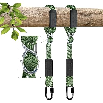 2 Swing Attachment Rope 101 cm Adjustable Nylon Swing Rope with Carabiner 363 kg Load Capacity Hammock Hanging Chair Swing Suspension for Indoor Outdoor Playground Yoga Sandbags