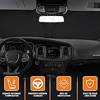 Vista 2 de D-Lumina Parasol para parabrisas delantero para Dodge Charger 2011-2023, parasol plegable para ventana delantera, parasol para rayos UV y protección