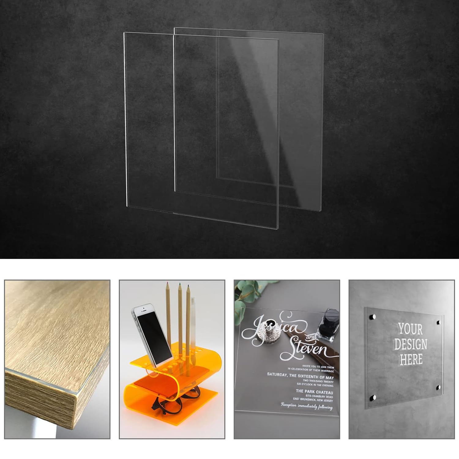 Láminas de Plexi Placas Acrílicas Transparentes 1 mm 25 x 20 cm para Marcos de Fotos