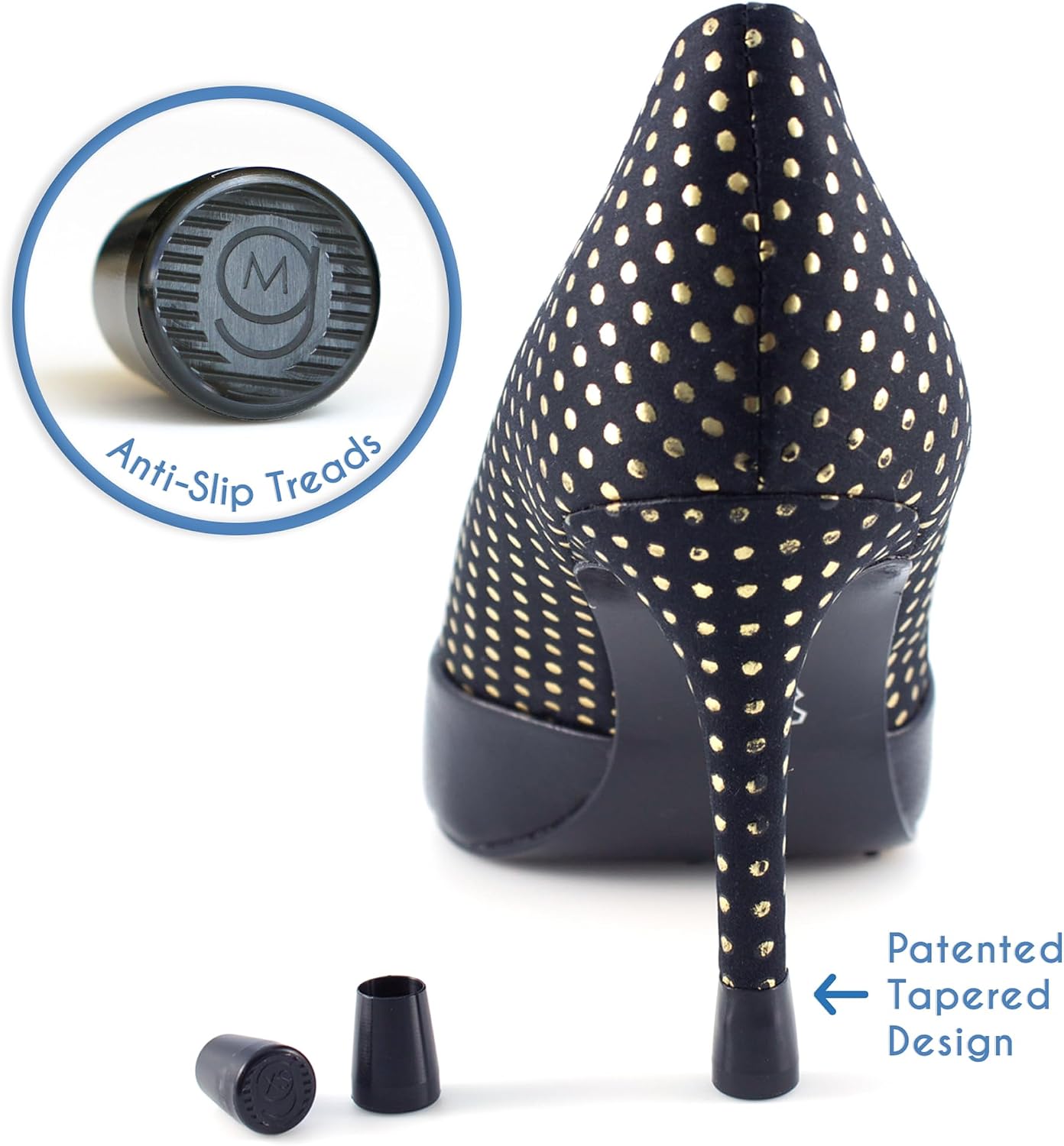 GoGoHeel Quick Tips - The Original High Heel Protectors & Heel Tip Replacement Caps, Repair Worn Stiletto Heel Tips (2 Pair Pack)