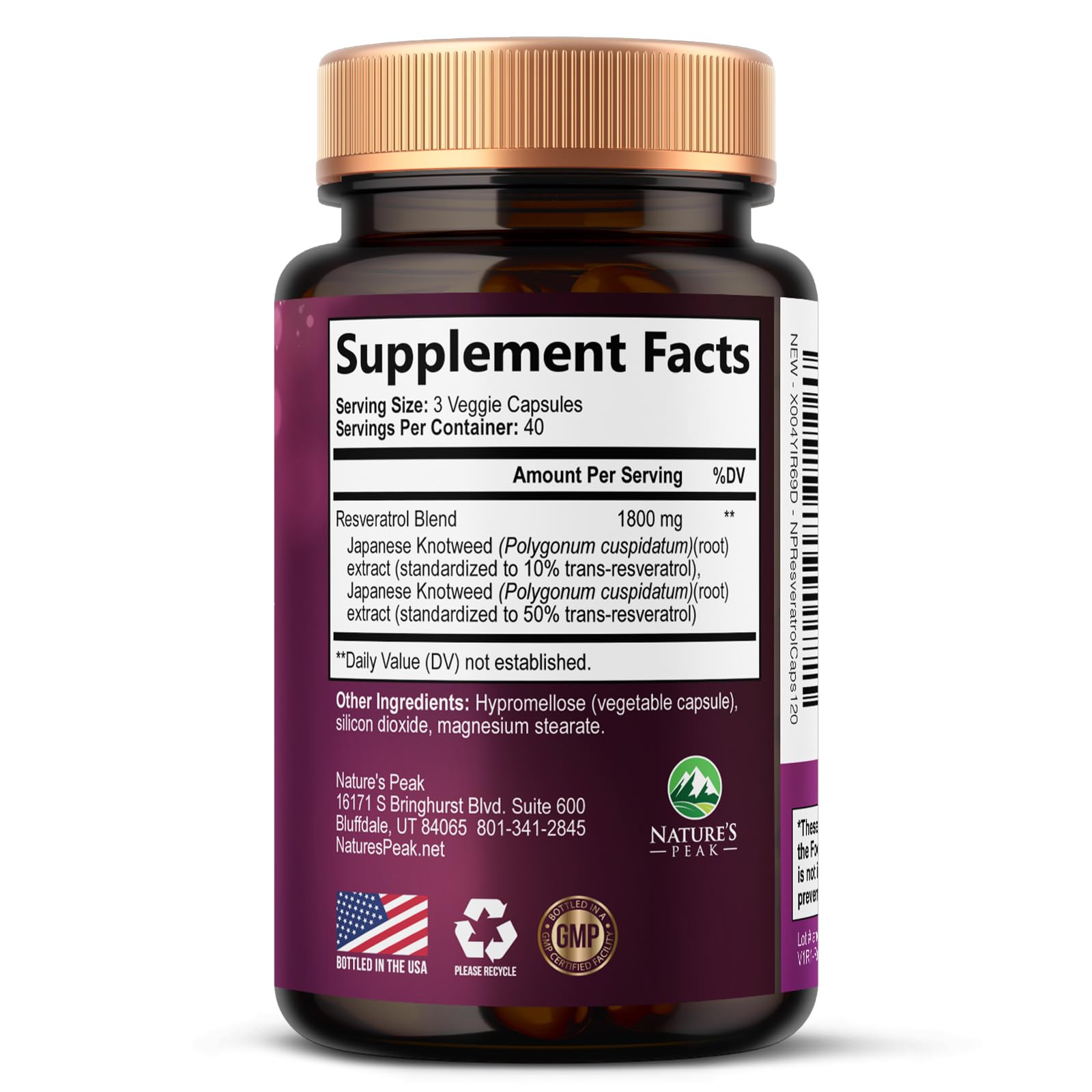 100% Natural Resveratrol 1800mg - 3X Strength Trans-Resveratrol Pills for Heart Health, Best Resveratrol Supplements, Potent Polyphenols Antioxidant Complex, Non-GMO, Bottled in USA - 120 Capsules — Amazon image 9