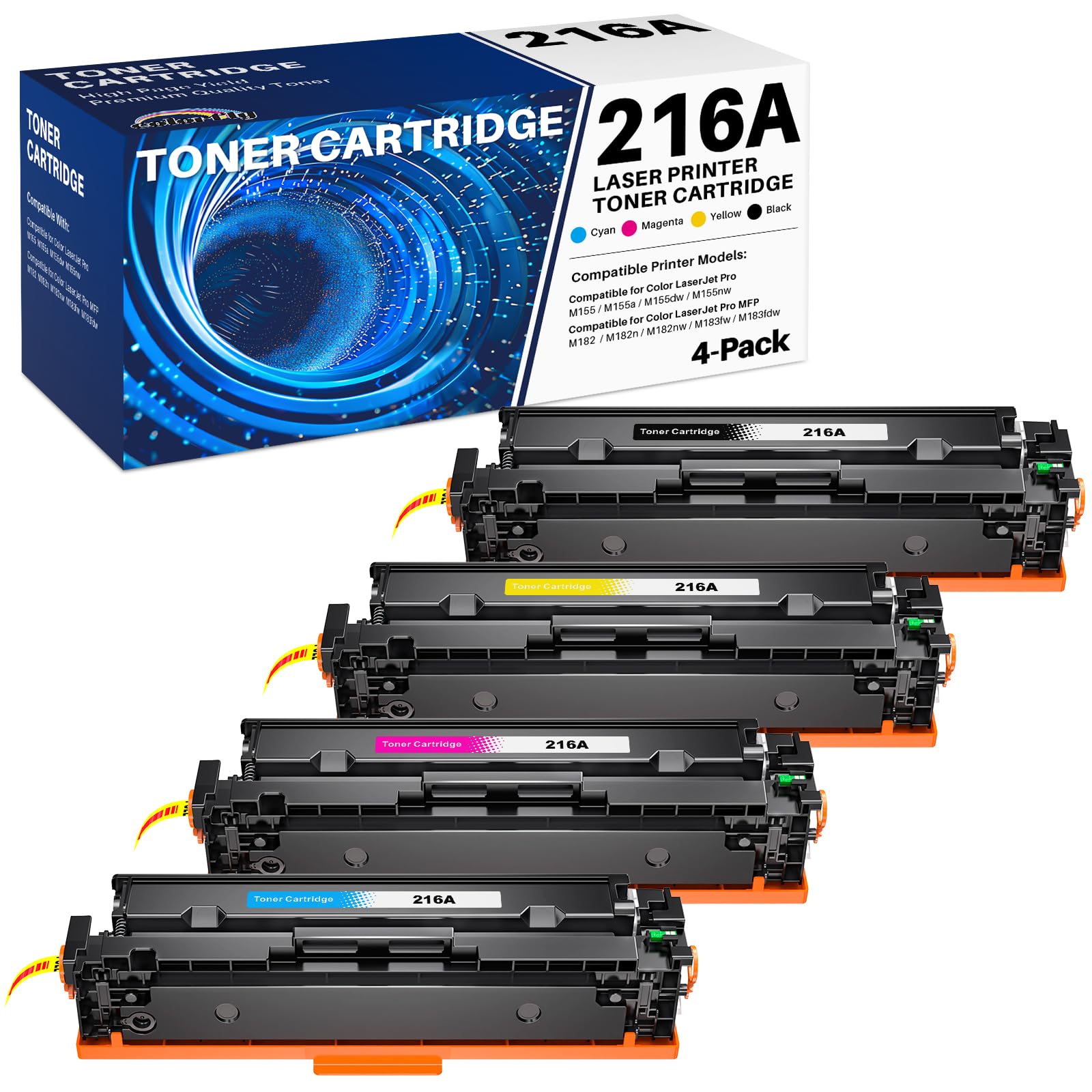 colorfly 216A W2410A W2411A W2412A W2413A Toner kompatybilny z HP Toner 216A do HP Color LaserJet Pro MFP M183fw M183fdw MFP M182n M182n M182nw M155nw M155a M188 2 M18 3 (4 opakowania)