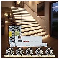 Vista 9 de Luces LED con sensor de movimiento para escaleras interiores, kit de luces inteligentes para escaleras de 12 escalones, tira de luces de 40 pulgadas