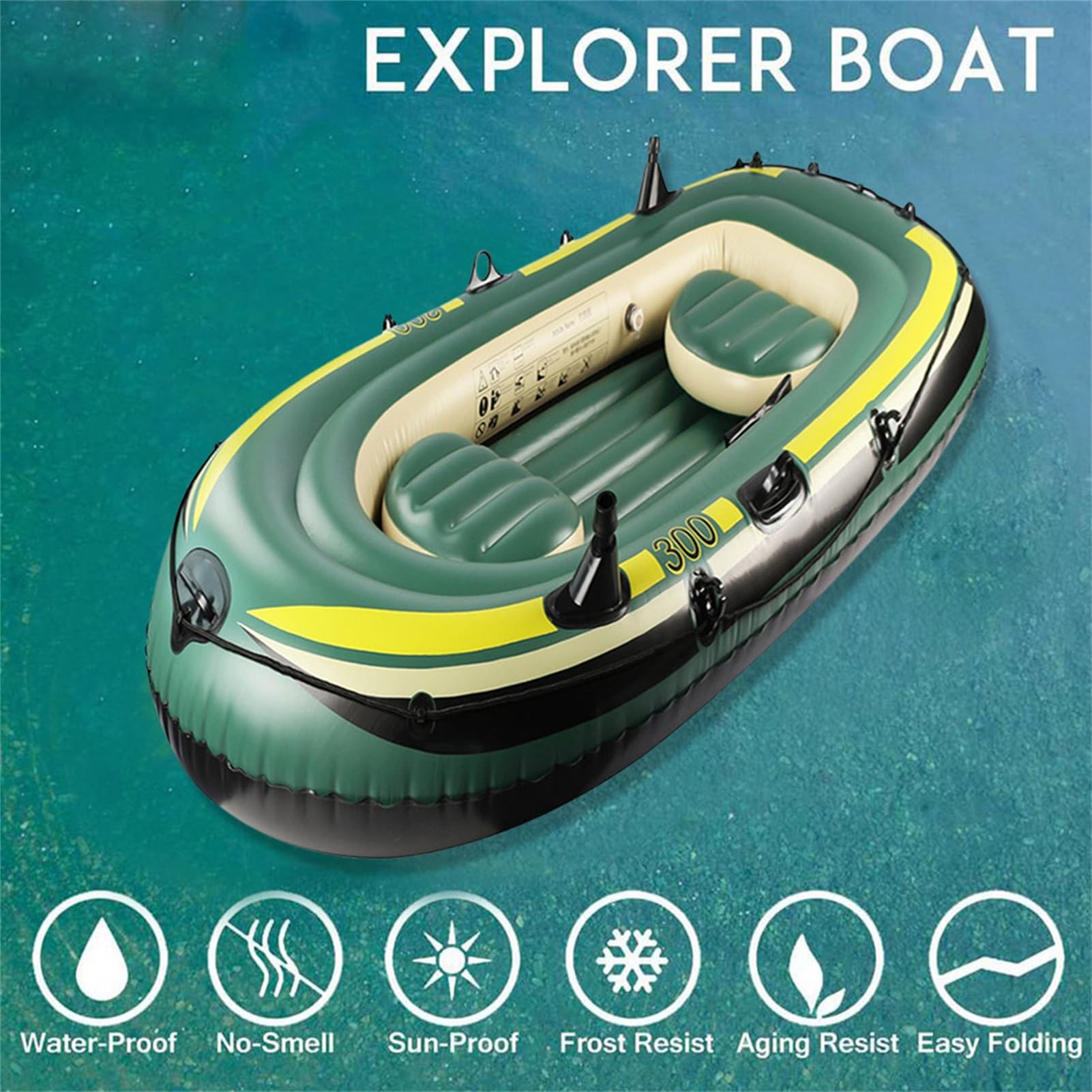 Kayaks inflables Adultos - 2 Personas canoa de aire, PVC PVC Set | Junta de balsa ligera Durable, Hab Lines El sistema inflable estable ideal para Aventuras de pesca Ríos de Lagos